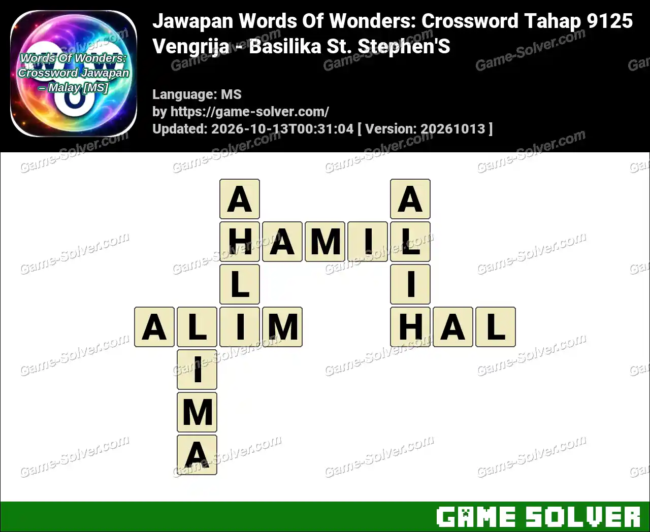 Jawapan Words Of Wonders: Crossword Tahap 9125 – Vengrija – Basilika St. Stephen’S